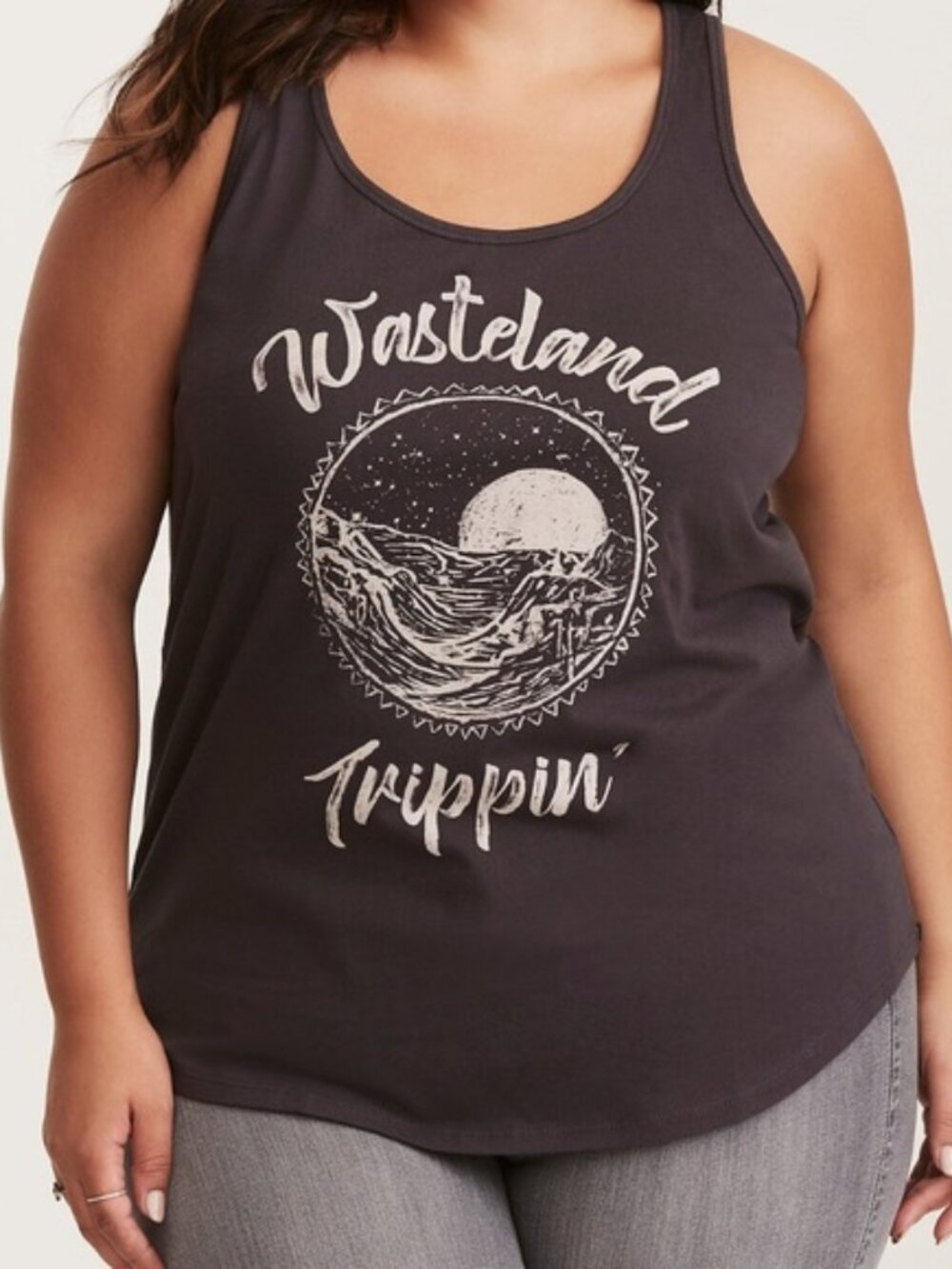 Torrid Wasteland Trippin Tank Top Sleeveless Cotton Charcoal Gray Size 1 1X